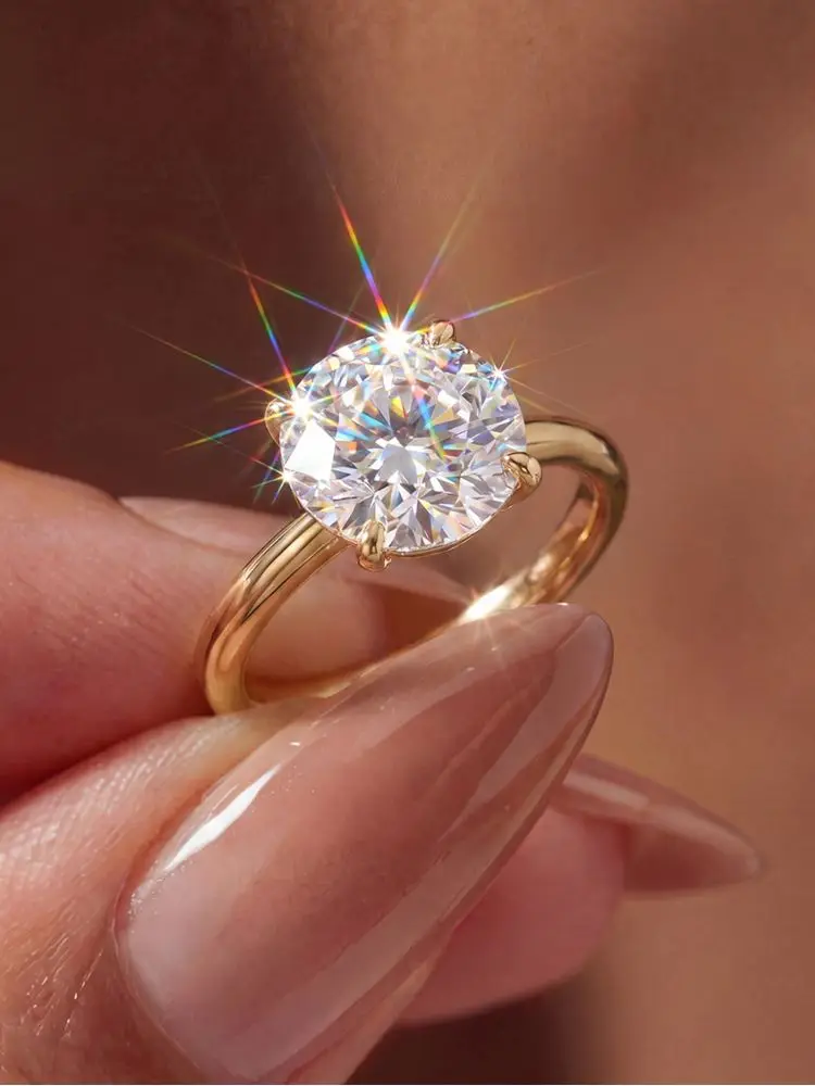 Simply Classic 1-3 Carats Round Zircon Smooth Ring For Women Engagement Wedding Anniversary Party Gorgeous Trendy Jewelry