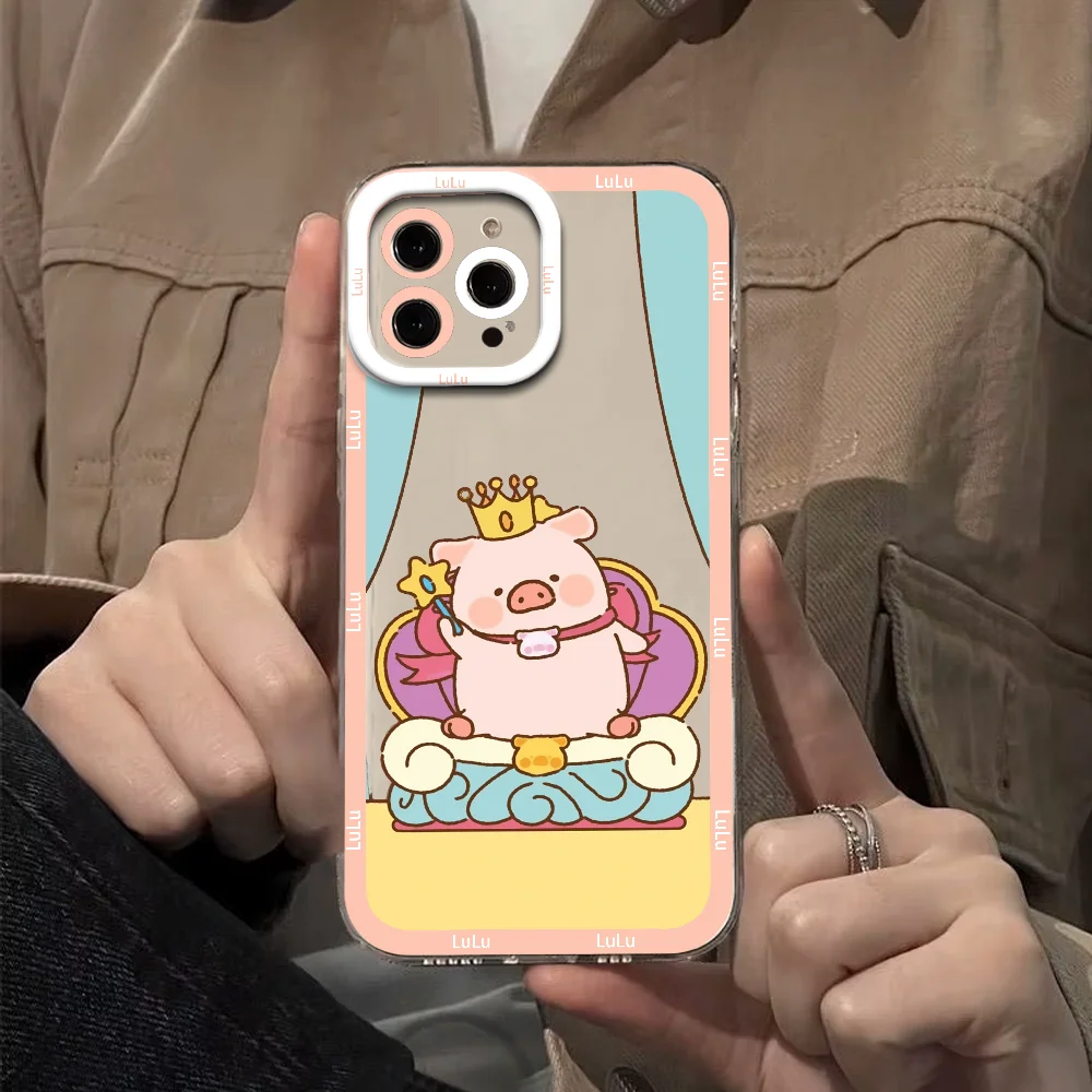 เคสโทรศัพท์ลายการ์ตูนลูลู่หมูน้อย สำหรับ iPhone 12 11 13 14 15 16 17 MINI Max Pro Plus ป้องกันการกระแทก ฝาหลังใสแบบนิ่ม