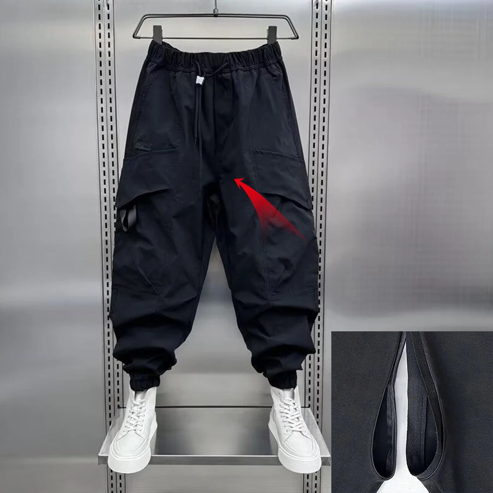 High Street Apparel Men's Ruffian Handsome Slacks Invisible Open Crotch Outdoor Sex Big Pocket Overalls Loose Exotic Long Pants
