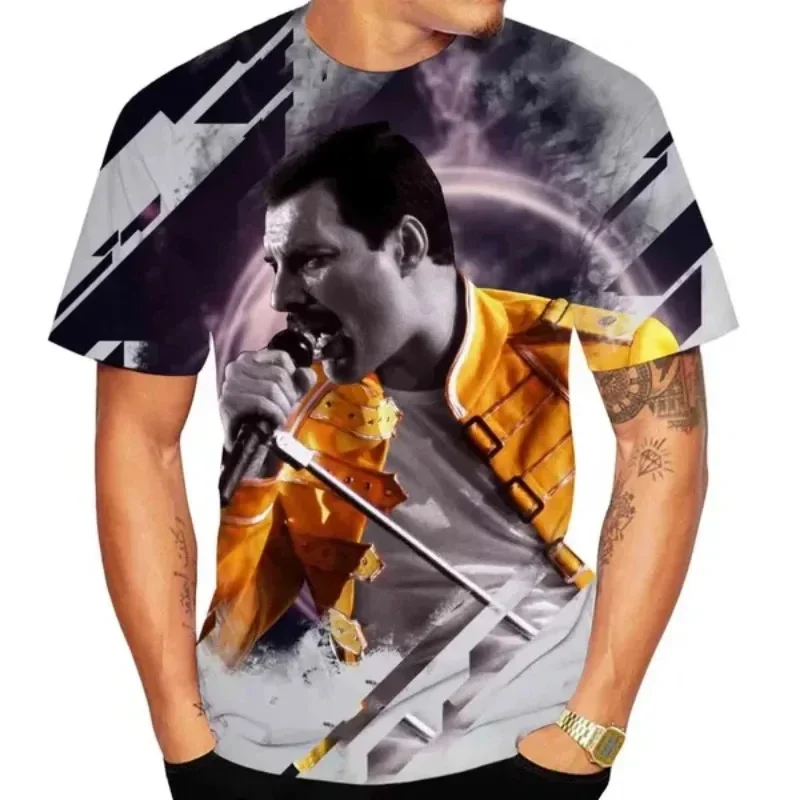 Fashion Pop Singer Freddie Mercury 3D Print T-shirt Summer New Casual Oversized T Shirt Hip Hop Harajuku Street Unisex Tops Tees