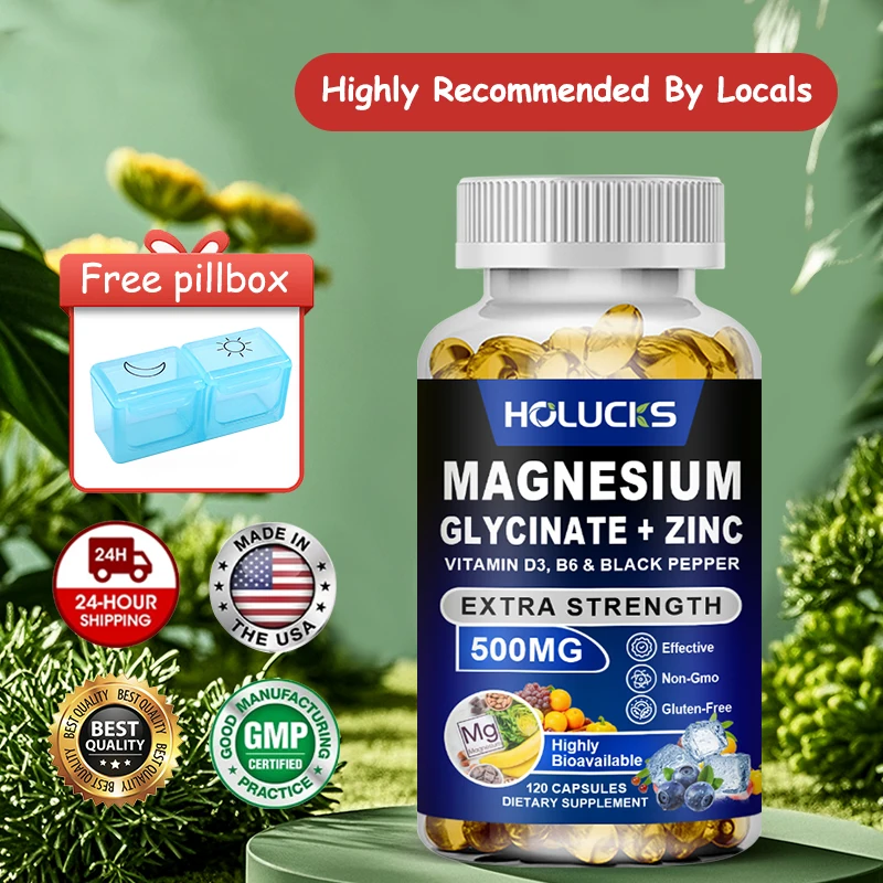 

Yimiduk Advanced Magnesium Glycinate & Zinc Capsules, Support Eases PMS, Support Mood, Sleep & Healthy Metabolism, Immunity