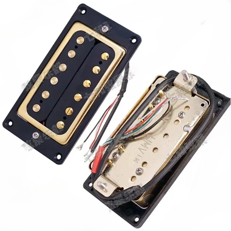 Gold Hollow Brass Cover 4‑Wire Humbucker Pickup Electric Guitar Double Coil Pickup Coil‑Split Function Guitar