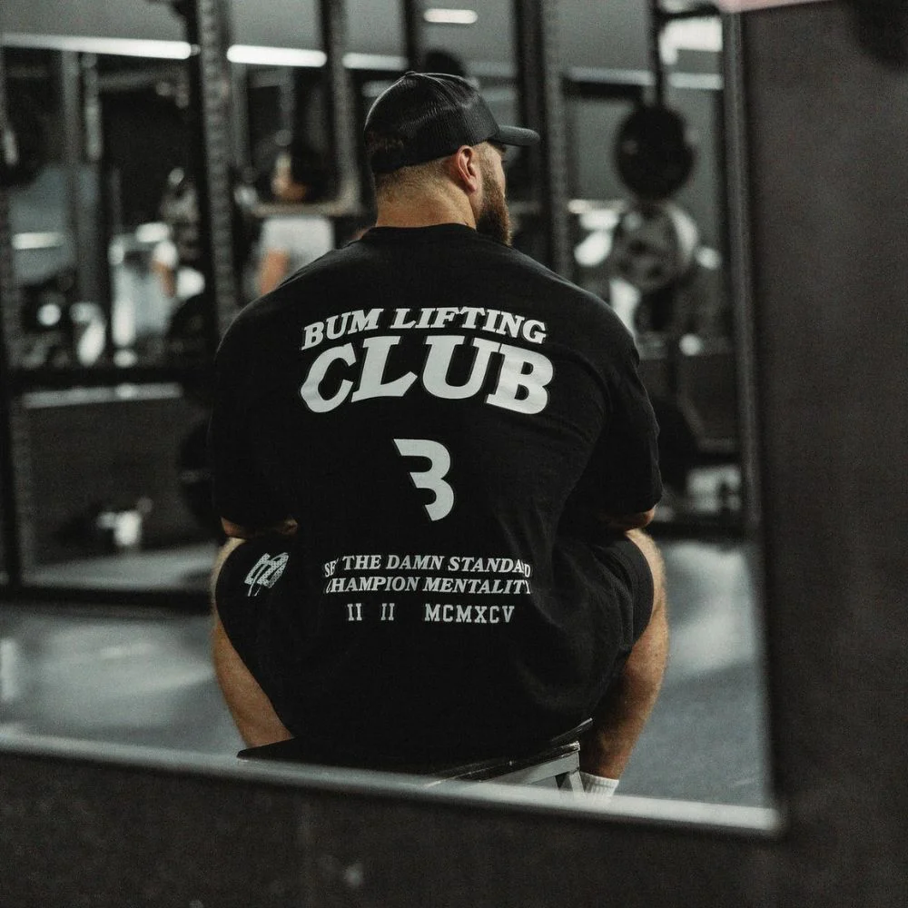 Men BLC Lifting Club Graphic T Shirt Oversized Gym Workout Short Sleeve Tees Bodybuilding Streetwear Casual Cotton Gym T-shirts