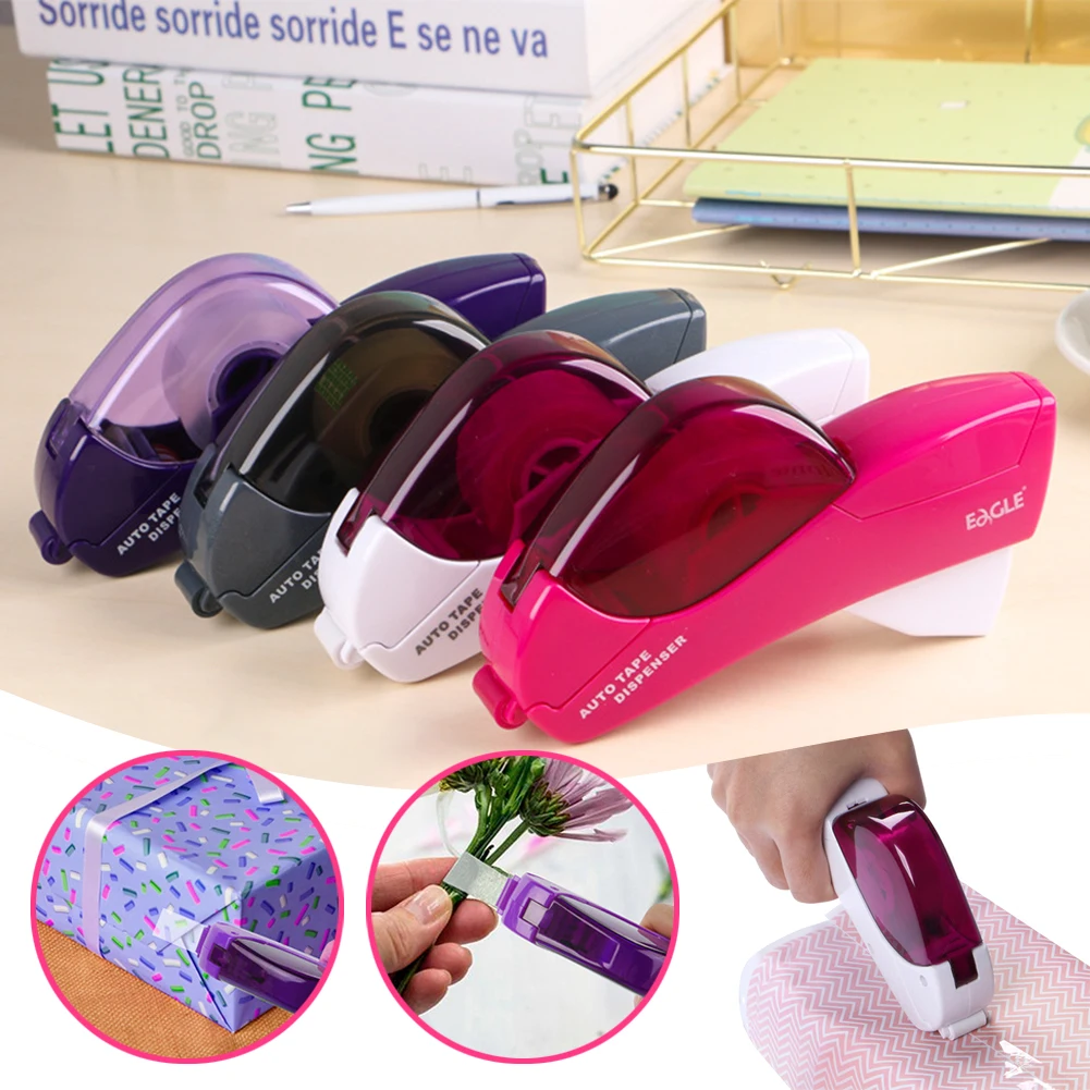 

Автоматический диспенсер для ленты для упаковки подарков, портативный ручной резак для упаковочной ленты с 1-рулонной бесплатной лентой, офисные аксессуары