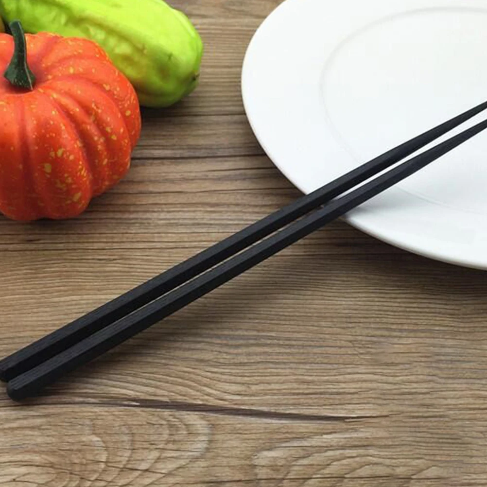 

5 Pairs Hexagonal Chopsticks 6 Sides Non Slip Reusable Practical Japanese Style Black PP Material Lightweight Kitchen Tableware