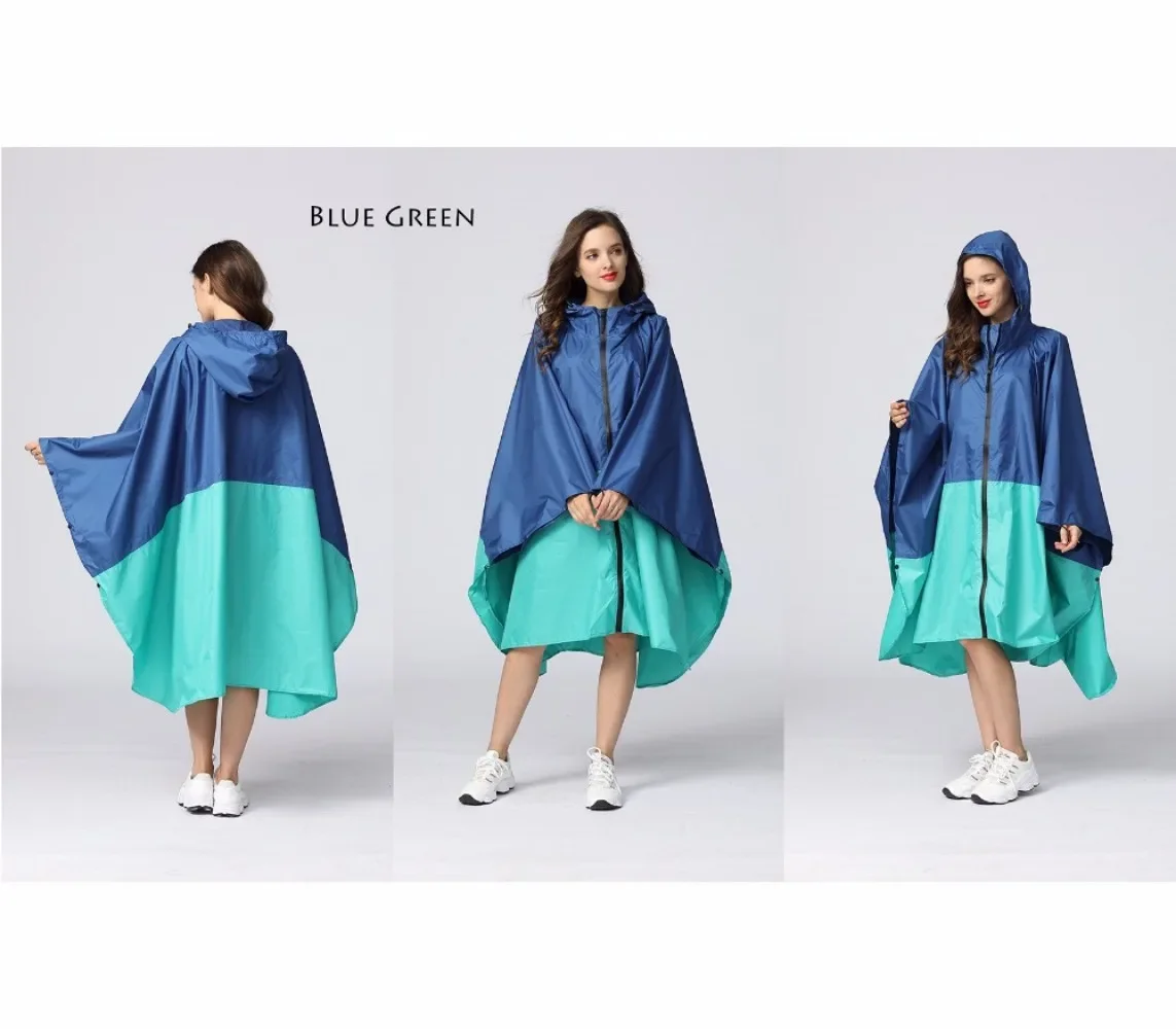 Elegante Poncho antipioggia impermeabile da donna con stampa colorata impermeabile con cappuccio e cerniera