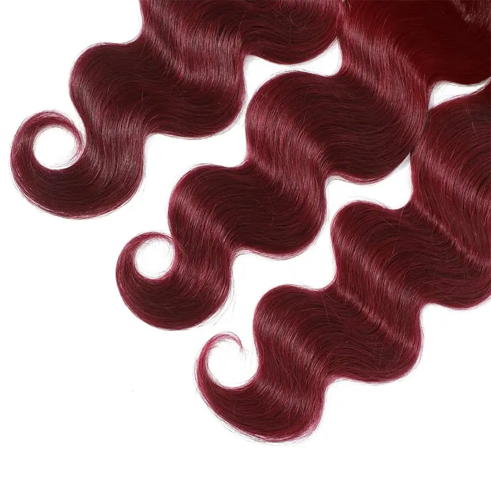 16A Burgundy 99j Body Wave Bundles Brazilian Red Colored Human Hair Bundles 4/5/6 Pcs Hair Extensions Water Wave Weave Bundles