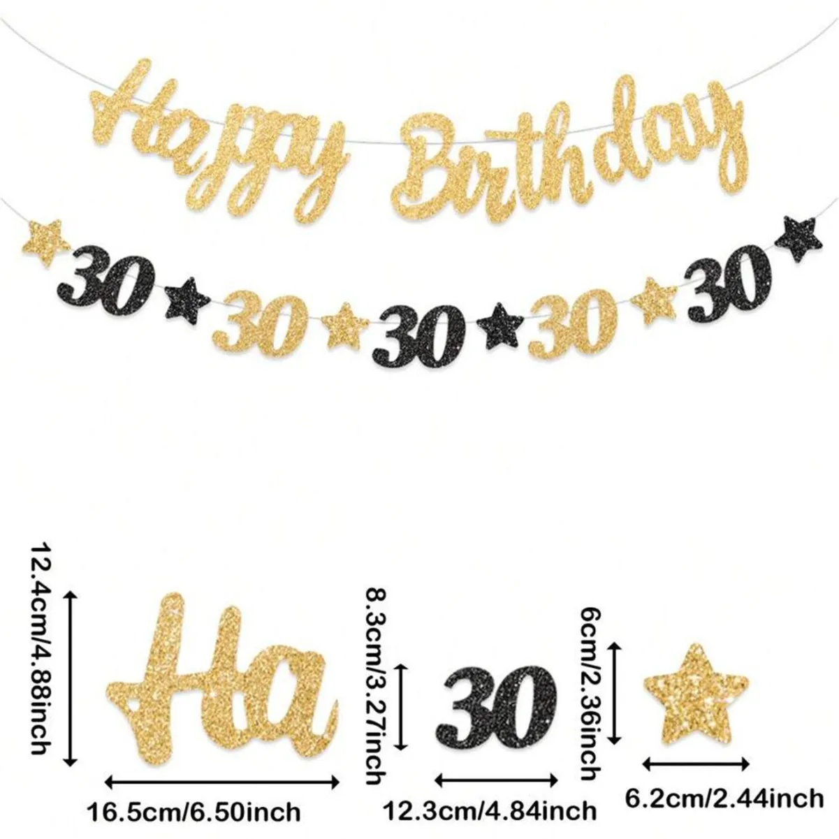 Dekorationsartikel für die 18., 20., 30., 40. und 50. Geburtstagsfeier für Männer und Frauen, schwarz-goldenes Partybanner für 18. bis 60. Geburtstag. – Detail 6