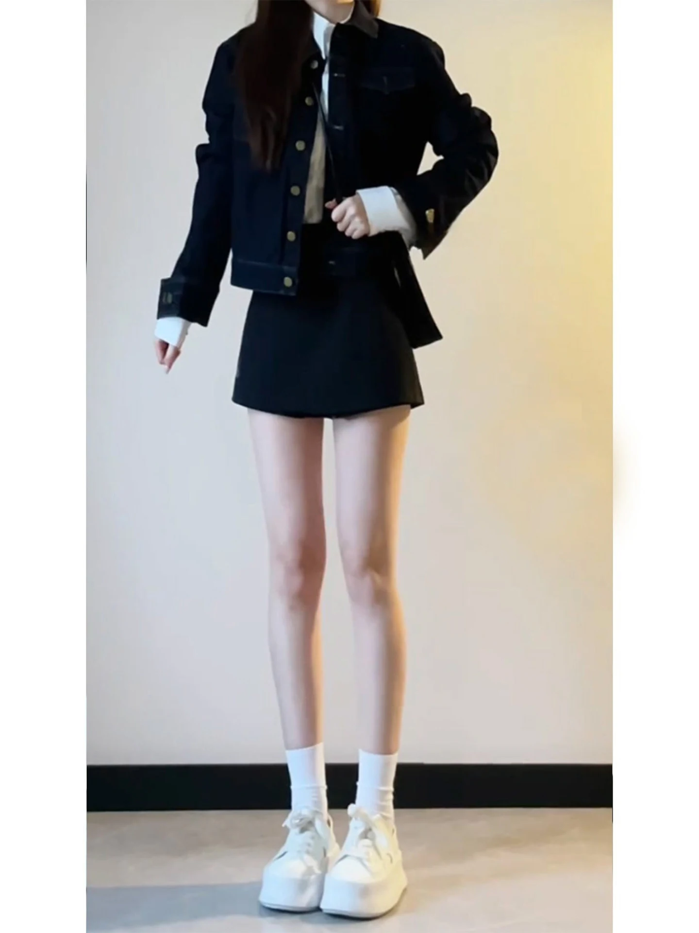 

American Retro Blue Denim Jacket Women's Short Style Spring Autumn Korean System High Sense Small Size Jacket Top