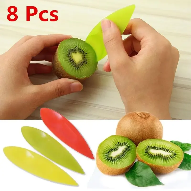 NEW 8 Pcs Multifunction Spoon Knife Household Multicolor PP Kiwi Fruit Spoons