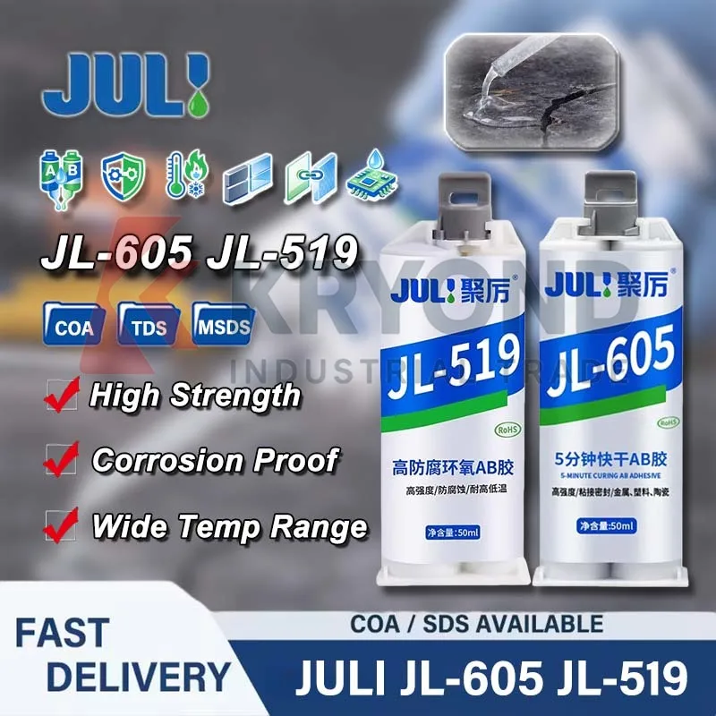 JULI JL-605 Epoxy Resin AB Transparent High Strength Fast Drying Bonding Compound Metal Plastic Wood Glass Ceramic Repair 50ml