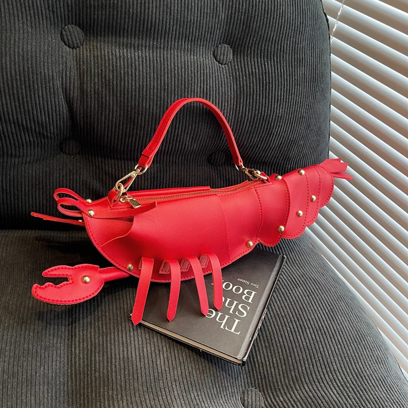

2025 Novelty Lobster Shoulder Bag for Women Adjustable Crossbody Strap Niche Designer Whimsical Day to Night Statement Purse