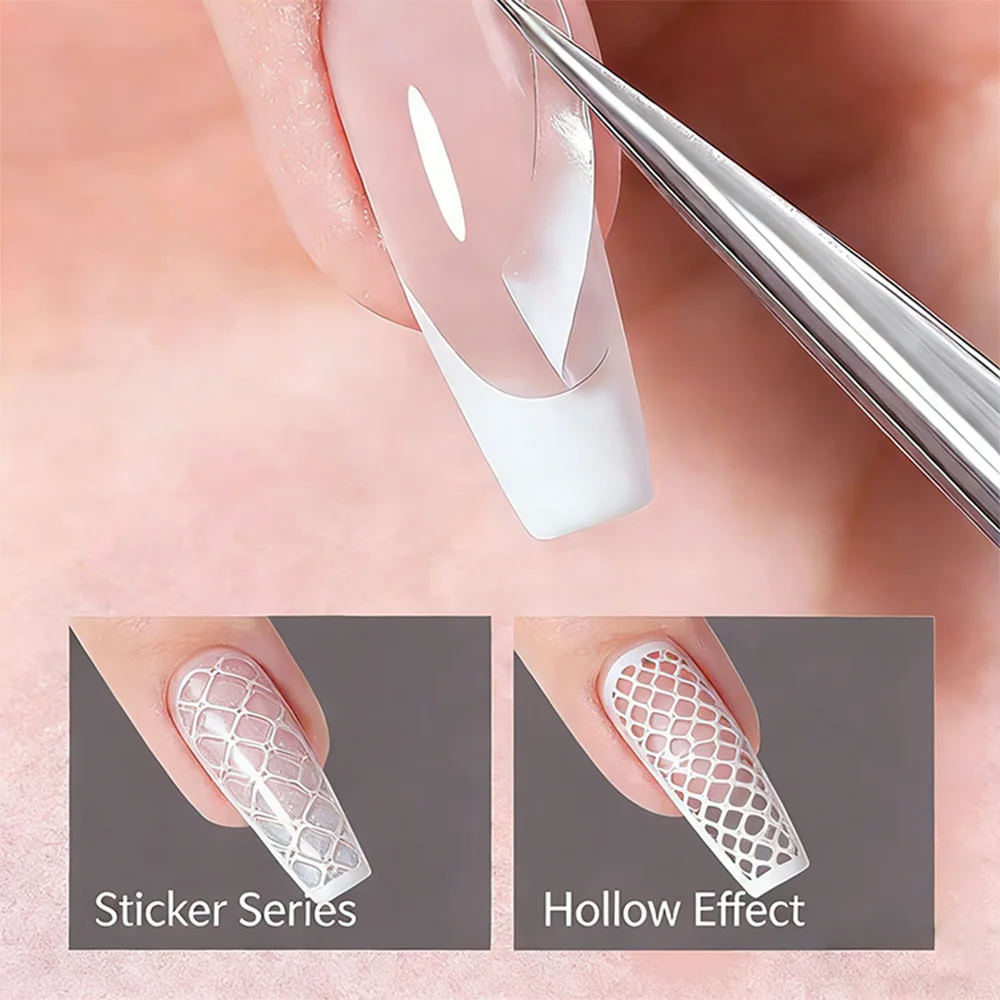 1pc French Tip Nail Stencil Stickers Multi-Size Curve V Shape French Line Nail Template French Guide DIY Manicure Auxiliary Tool