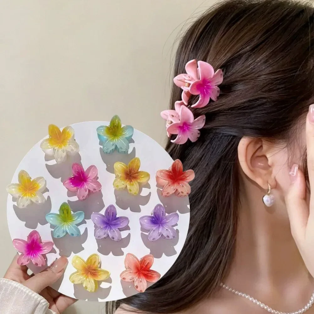 

Мини-гавайские заколки для волос с градиентом, цветочная заколка для волос, модная заколка для головы для женщин, маленьких девочек, заколка в виде краба, аксессуары для волос
