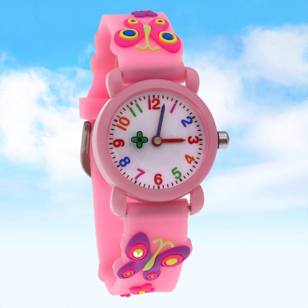 3D Butterfly & Flower Quartz Watch Cartoon Hand Wristwatch Clock Reloj for Students & Babies Beauty Design