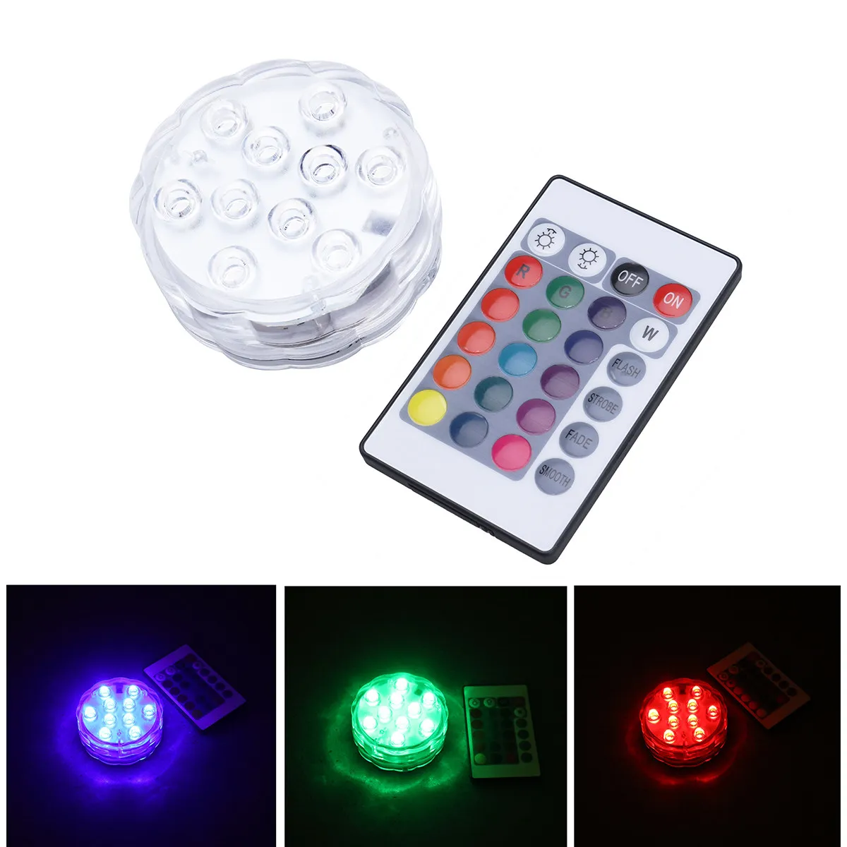 

Rgb Submersible Led Light 10 Beads Waterproof Remote Controlled For Wedding Party Vase Bowl Centerpiece Decor Garden Tools