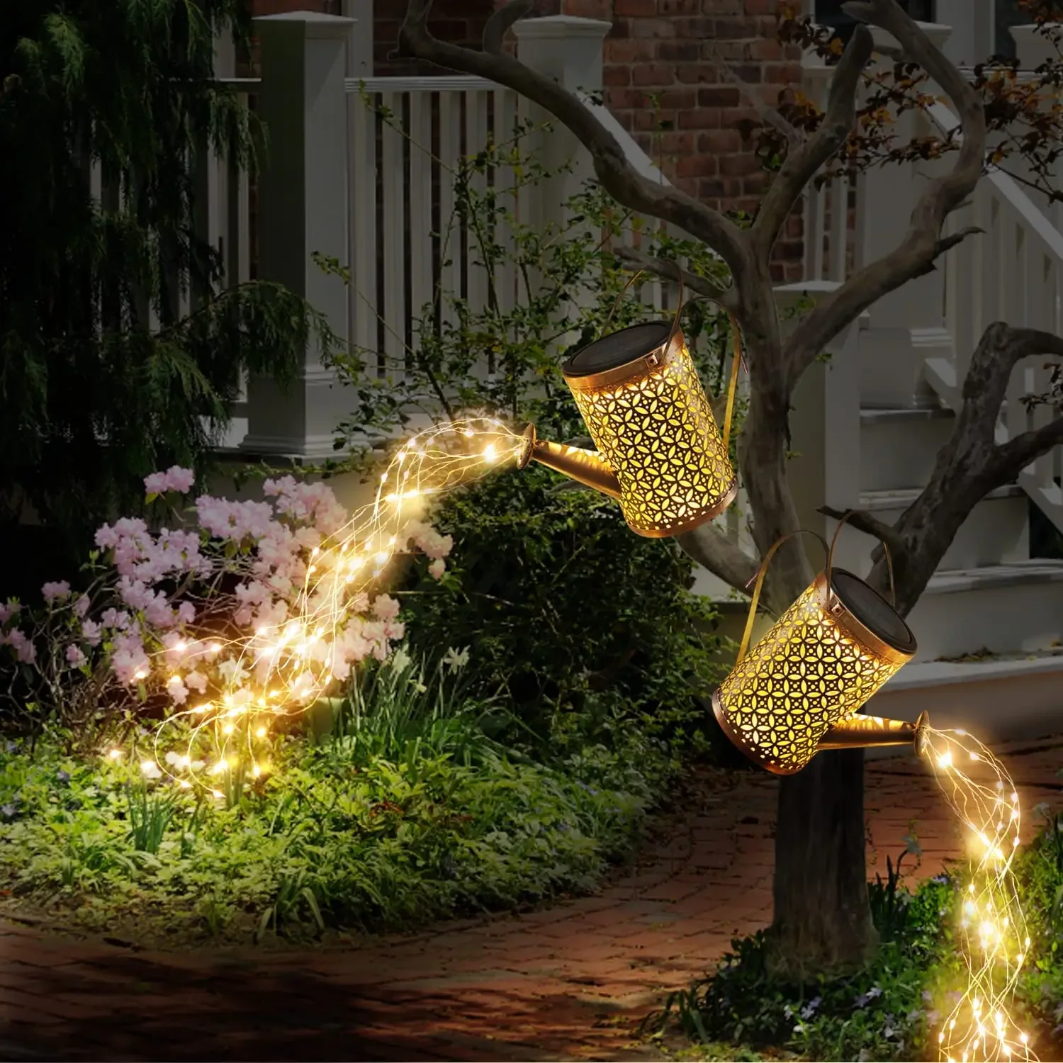 

Solar Watering Can with Cascading Light Water Solar Lights Garden Decorative Solar Waterfall Lights Waterproof Hanging Light