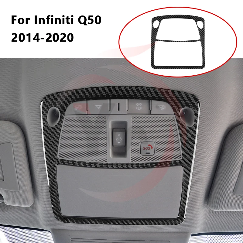 

Inner Roof Reading Light Frame Sticker Car Accessories Interior Cover Trim Modification Carbon Fiber For Infiniti Q50 2014-2020