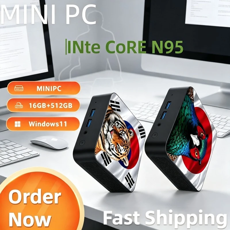 Powerful Ultra Fast Intel Core N95 Mini PC 16GB DDR4 NVMe SSD Triple 4K Silent Cooling Compact Desktop Office Home Media Editin