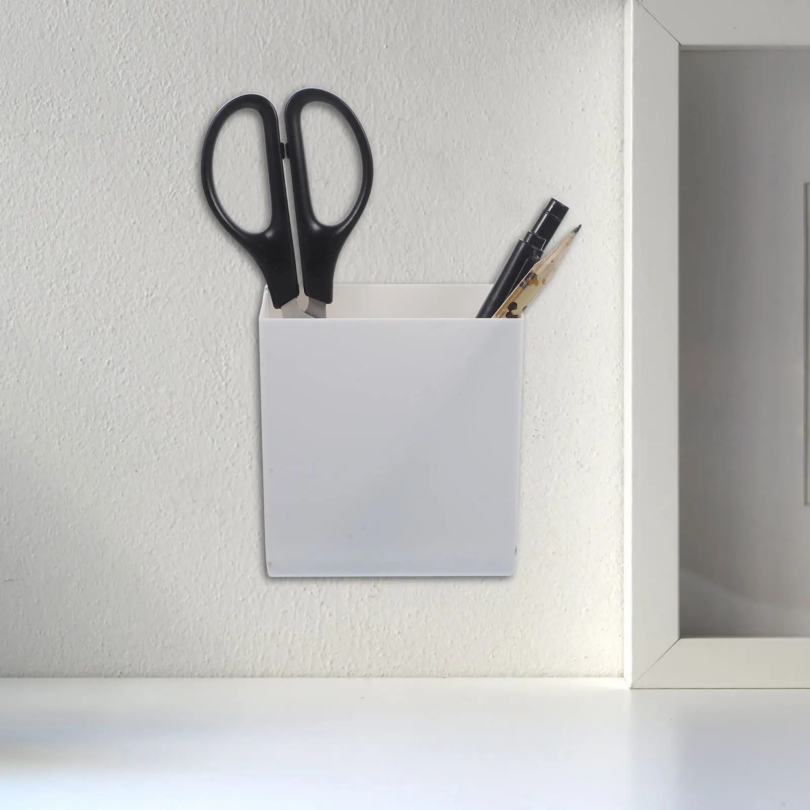 

2pcs Pen Wall Pencil Holder Charging Stand Cell Phone Bracket White Office Cell Phone Holder Supplies Storage Box