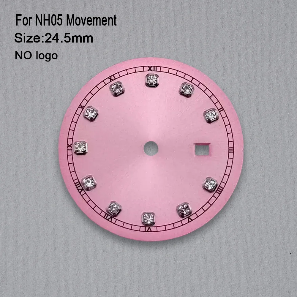 No Logo 24.5mm Women Diamond Dial For NH05 Movement High-Quality Custom Logo Watch Dials Hands Accessories Repair Tools