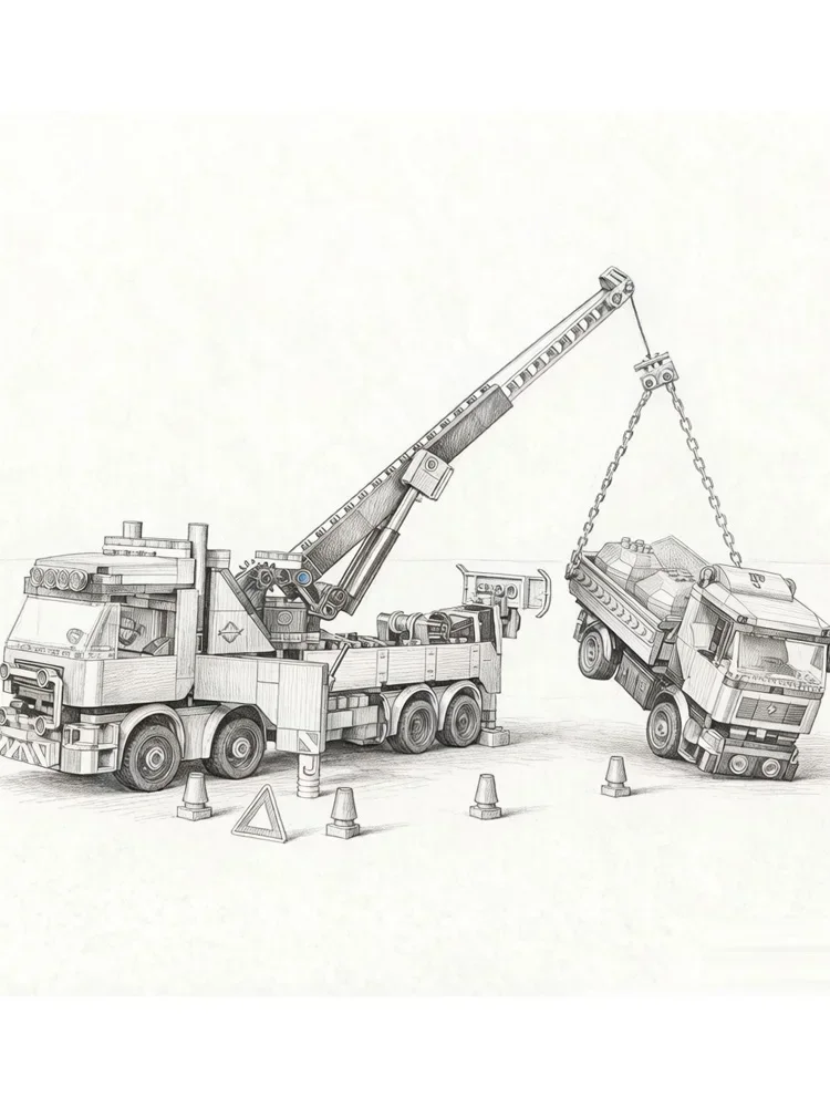 Moc 2026 Toy Brick Heavy Crane Truck Building Bricks Set 1280PCS 2026 New, Exquisite Display Model, Perfect Gift for Kids