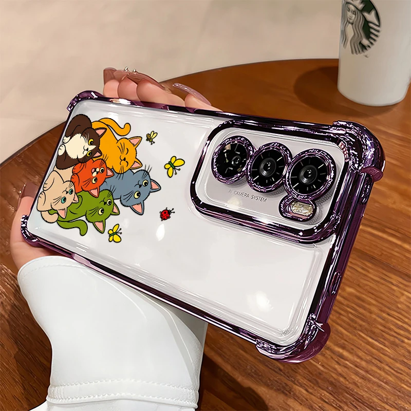 Cute Butterfly Cat Phone Case For Honor X8 X30i X70 Play 10 60 Plus Slim Lightweight Silicone Anti Scratch Full Protection Coque