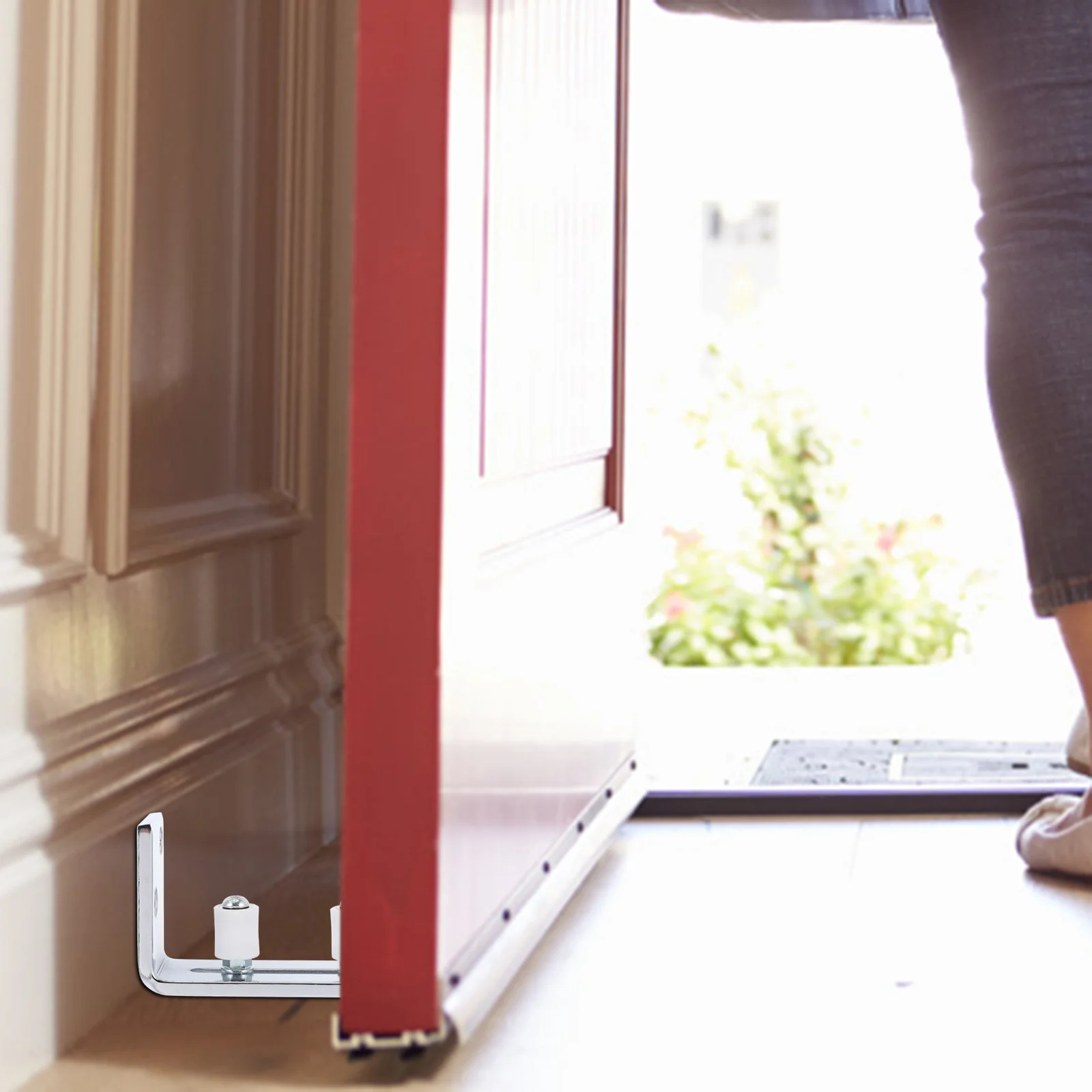 

1pc Adjustable Stay Roller Heavy Duty Bottom Wall Mount Sliding Door Guide For Barn Door Metal Floor Guide No Floor Drilling