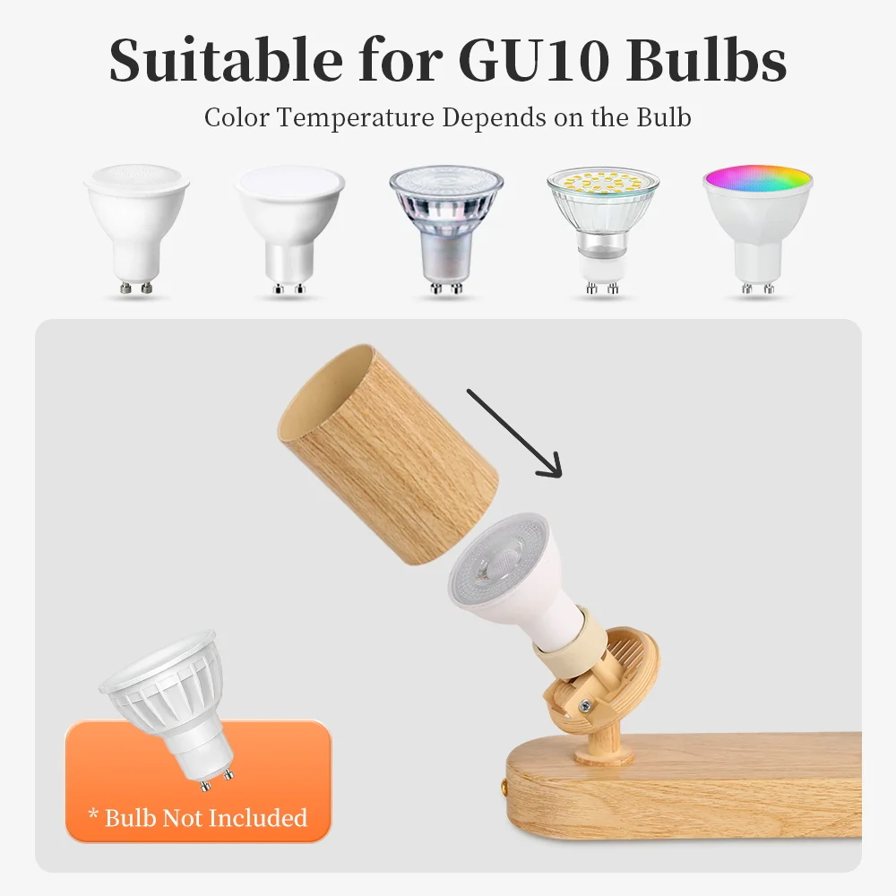 Wooden Spotlights Ceiling Lamp 110V 220V Replacement GU10 Bulb LED Spot Lamp for Living Room Bedroom Home Decor Track Light