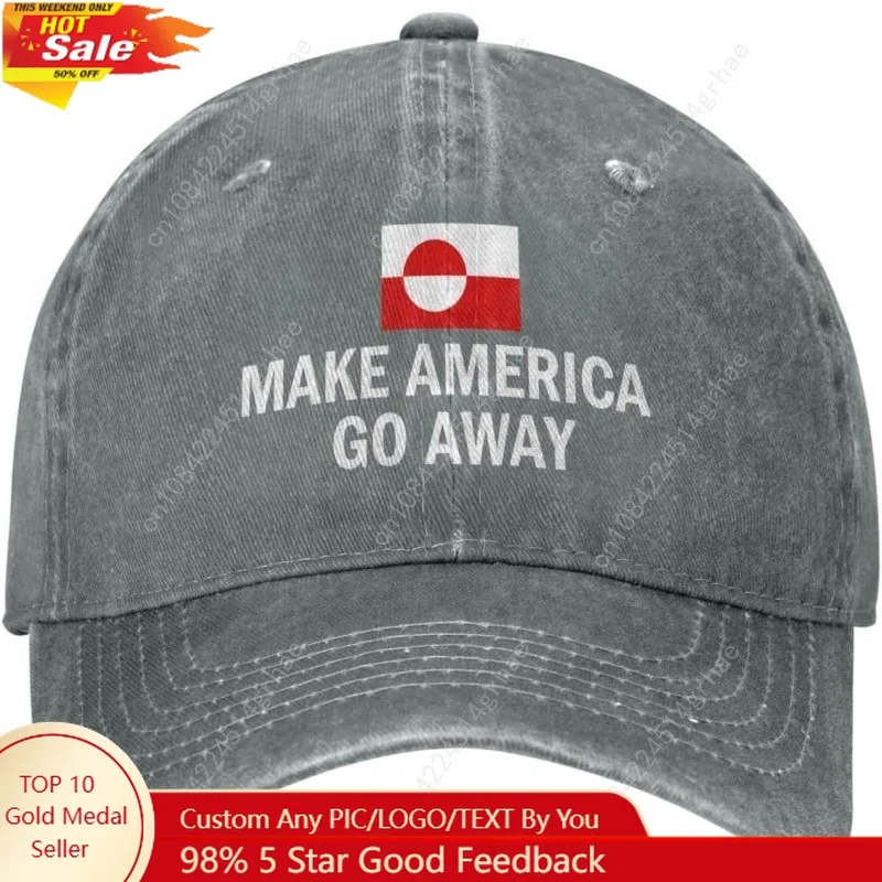

Make America Go Away Hat – Greenland Not for Sale Statement Denim Baseball Cap
