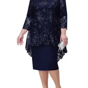 Vestido feminino solto com decote em o, malha de renda senhora noite, elegante e sexy, roupa feminina, tamanho grande, M a 5XL, verão e outono, 2023 8 principais vendas vestido feminino renda plus size - №3