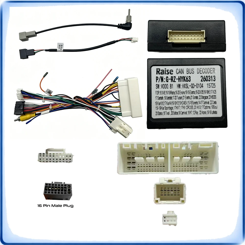 Car Radio Wiring Harness with CANBUS Decoder for Kia KX5 2016 High Model Plug and Play Adapter