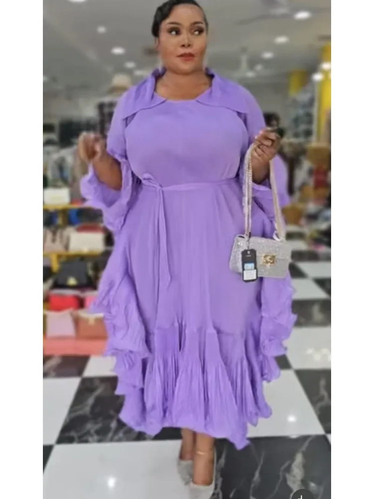 

2025 Spring New Miyake Romantic Fashion Horn Sleeve Loose Dress Age Reduction Irregular Pleated Dresses Women's Clothing