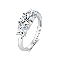 3 pietre vere 4 carati D colore Moissanite fedi nuziali per le donne 18 carati placcato oro bianco 100% 925 gioielli da sposa in argento Sterling