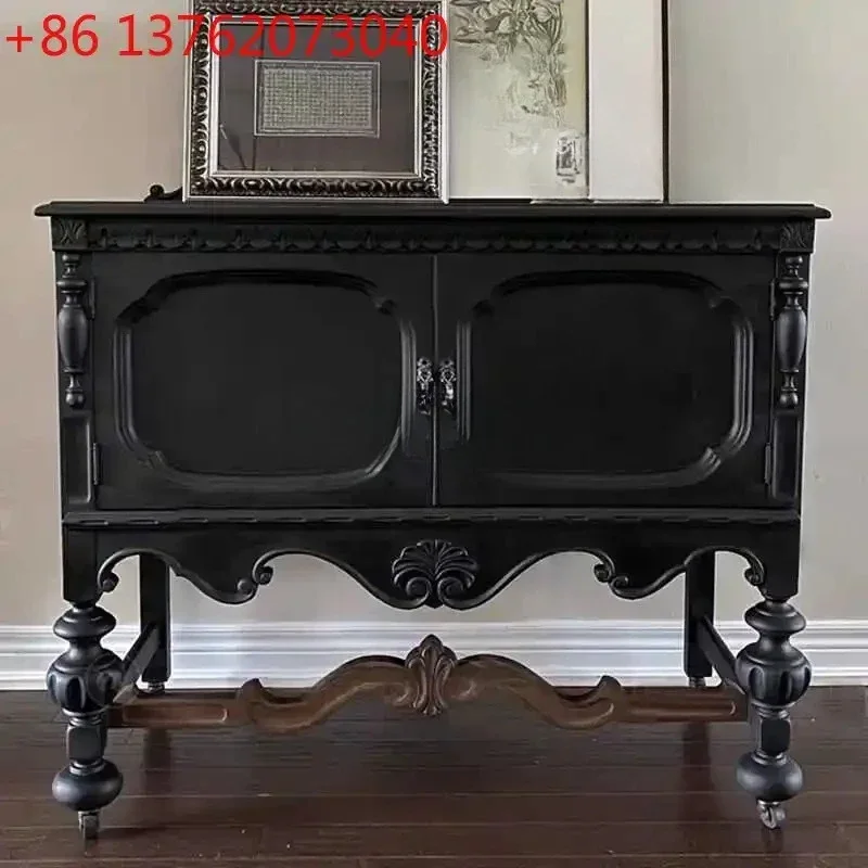 

Французский черный комод/шкаф в ретро-стиле/старинный входной шкаф/в средневековом стиле, декоративный приставной шкаф 6220