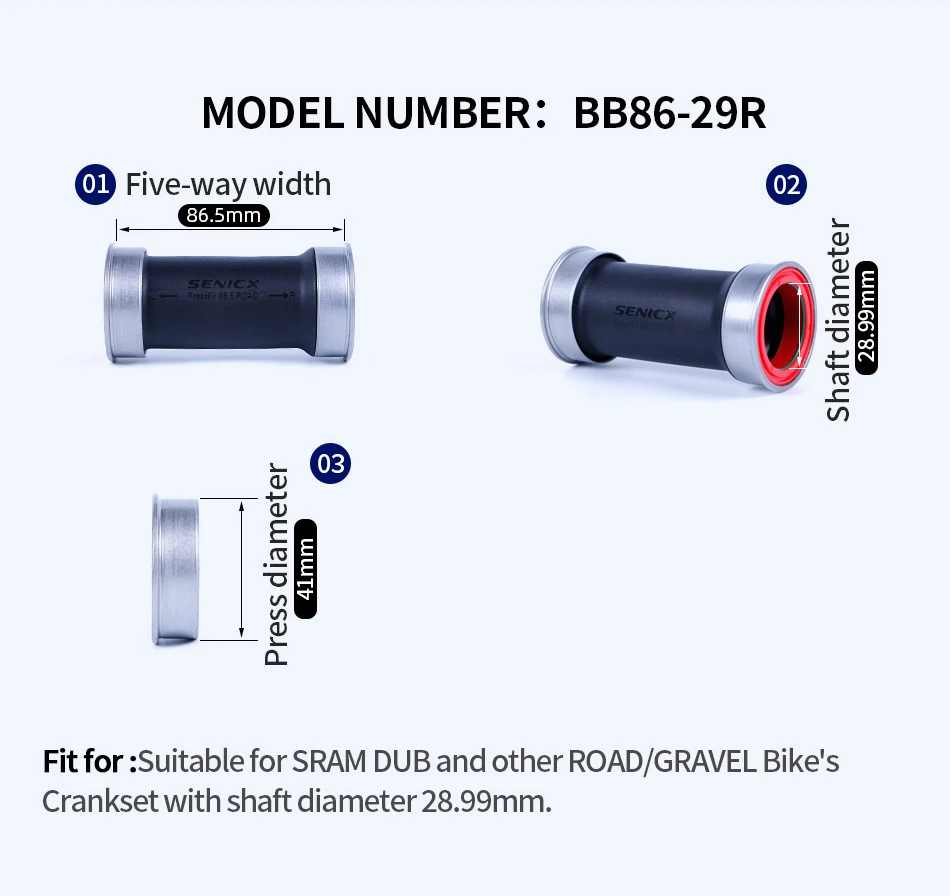 Senicx bb86 dub suporte inferior imprensa caber 41mm movimento
