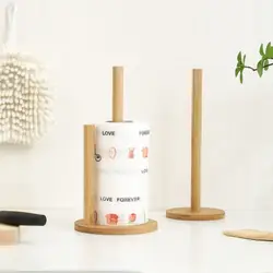 Practical Wooden Paper Towel Holder Creative Anti-Skid Vertical Stand Kitchen Toilet Storage Accessories Paper Storage Shelf