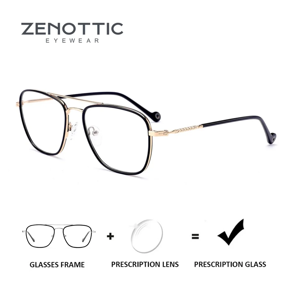 

ZENOTTIC Contemporary Women Glasses Metal Aviator Frame Prescription Myopia Progressive Lenses