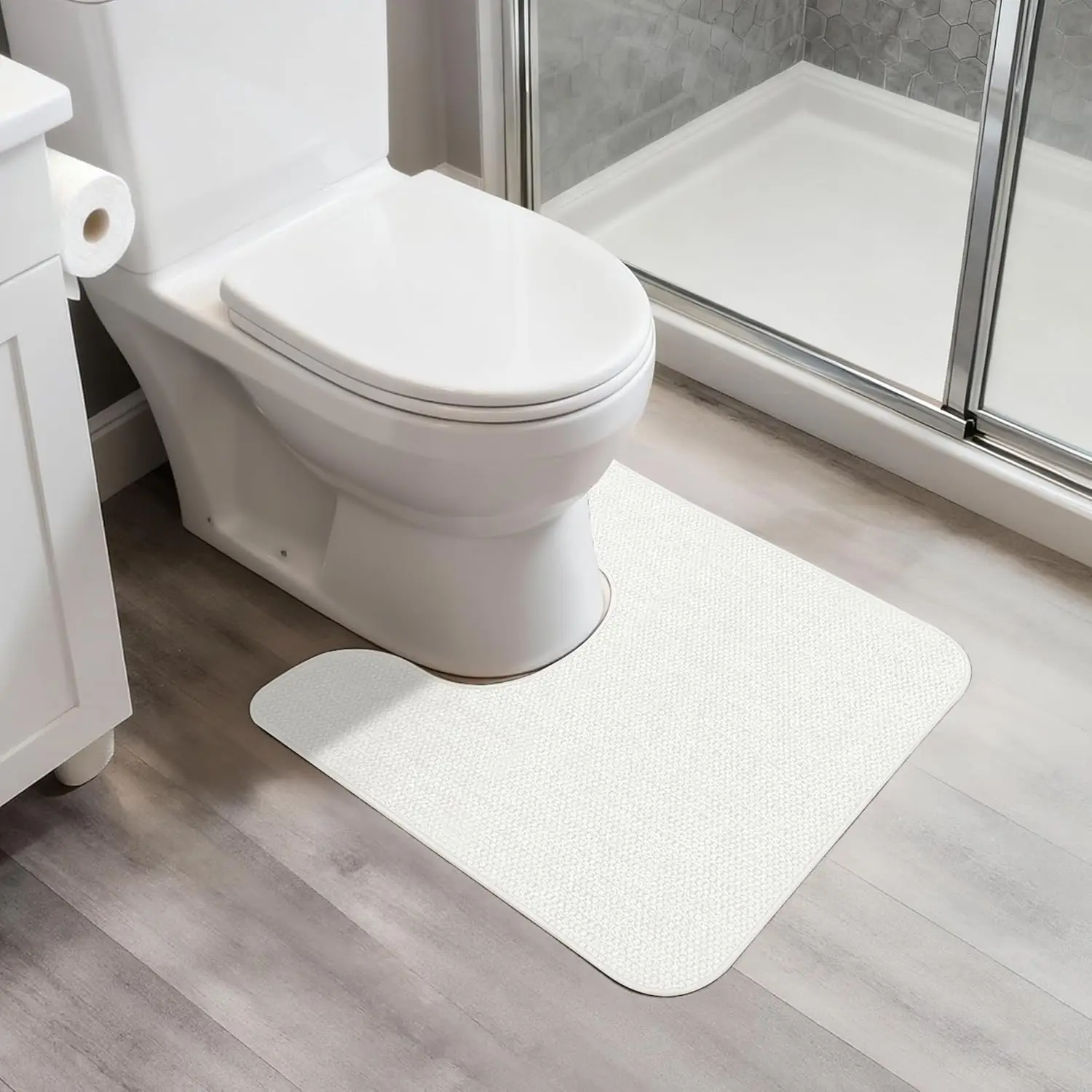 

Toilet Rugs U Shaped Bathroom Rug,Machine Washable Non Slip Quick Dry Super Absorbent Ultra Thin Toilet Mats for Bathro