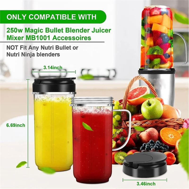 كوب طويل القامة AB15-22 أونصة مع جزء بديل لغطاء الوجه العلوي للرصاصة السحرية 250 وات MB1001 كوب الخلاطات القدح