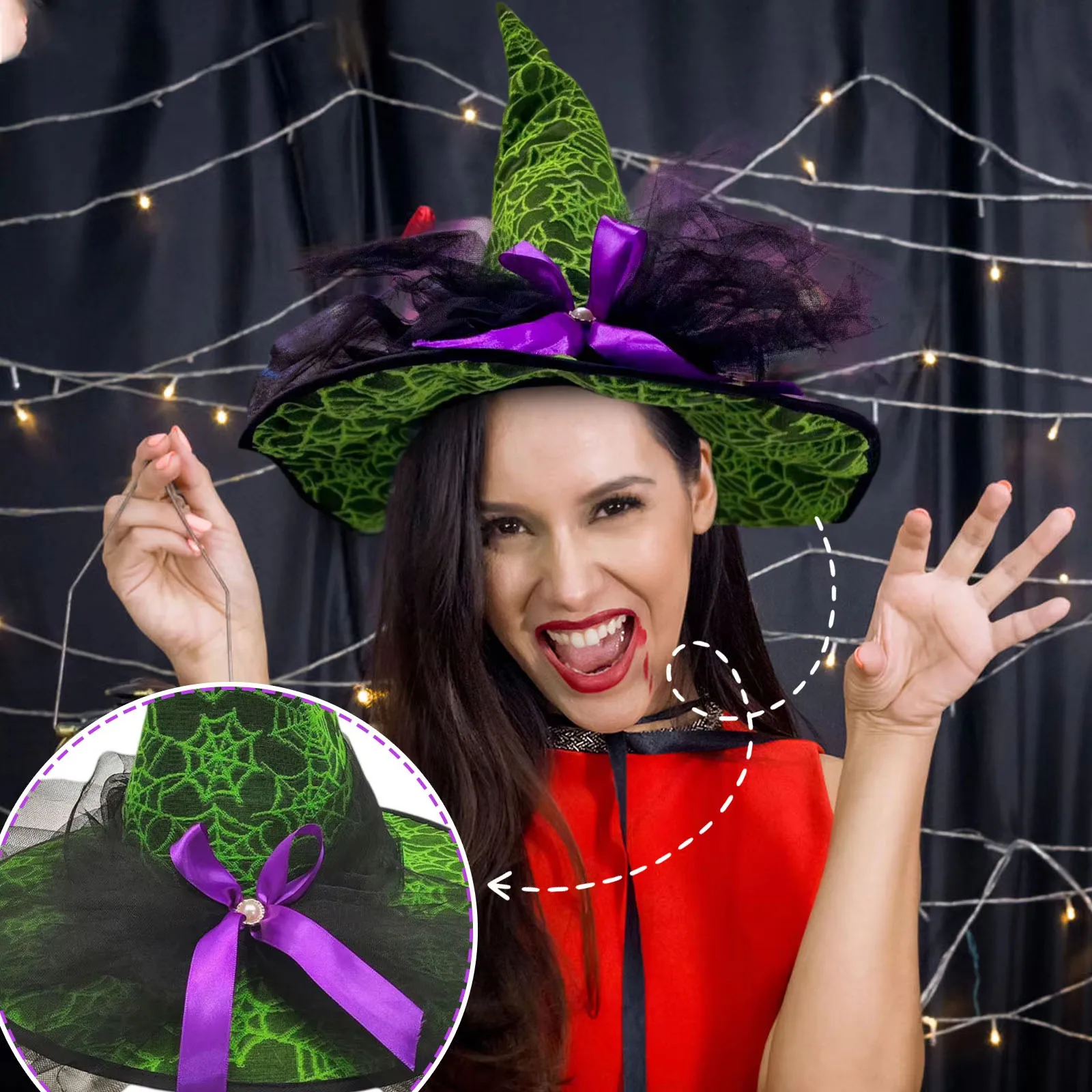 Action Cosplay Halloween Hat Witch Decoration Props Adult And Child Cosplay Witch Headdress Hat performance playthings for kids