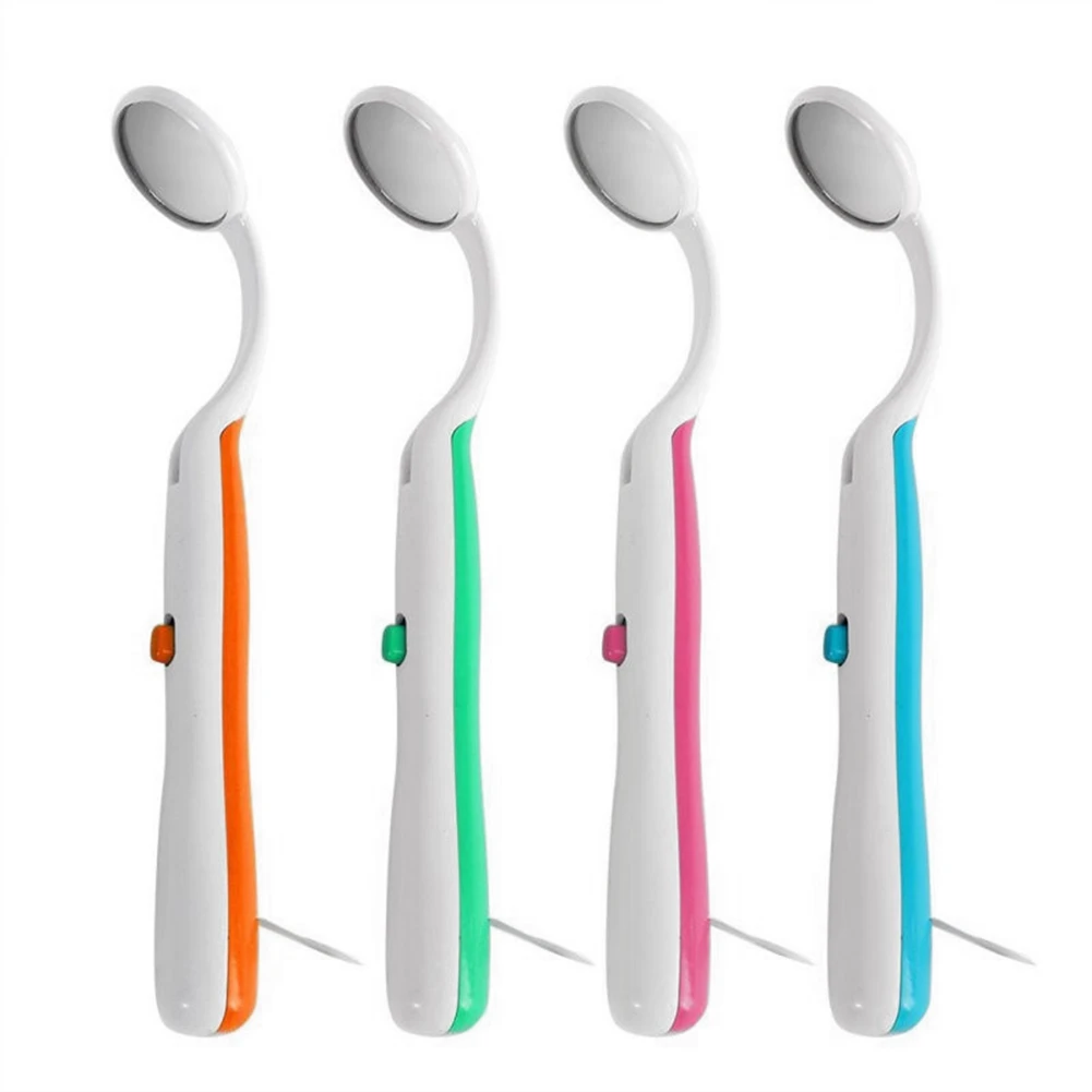 ABVI-2 pezzi di luce a led per denti, specchio per bocca, strumento per la cura dei denti illuminato, verde e rosa