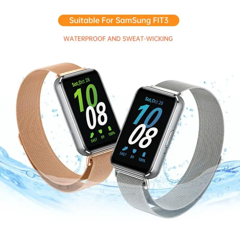สร้อยข้อมือสำหรับ Samsung Galaxy Fit 3สายรัดข้อมือสแตนเลสสตีลมิลานสายรัดข้อมือ Fit3 Samsung Galaxy