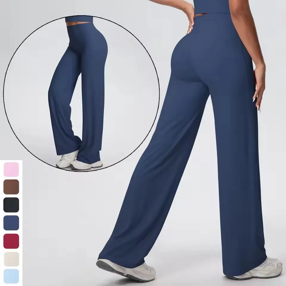 الصلبة اللون فضفاض عارية يشعر اليوغا السراويل عالية الخصر التجفيف السريع رقيقة سروال رصاص تشغيل الجلد ودية تنفس اليوغا السراويل