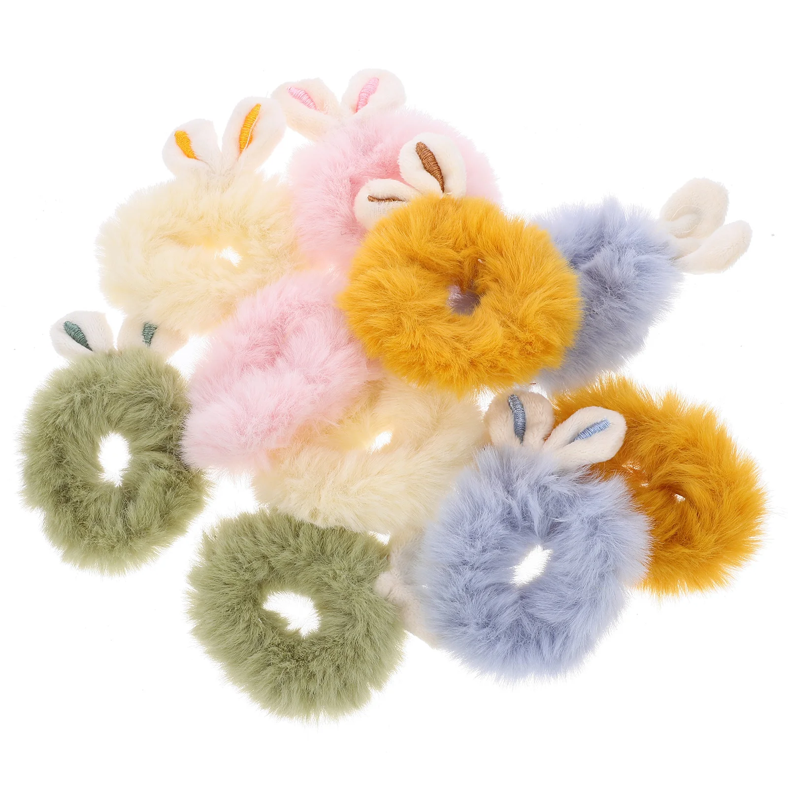 

Bunny Ear Scrunchie Furry Scrunchies for Women Hair Ropes Scrunchy Ponytail Holder Tie Ribbon