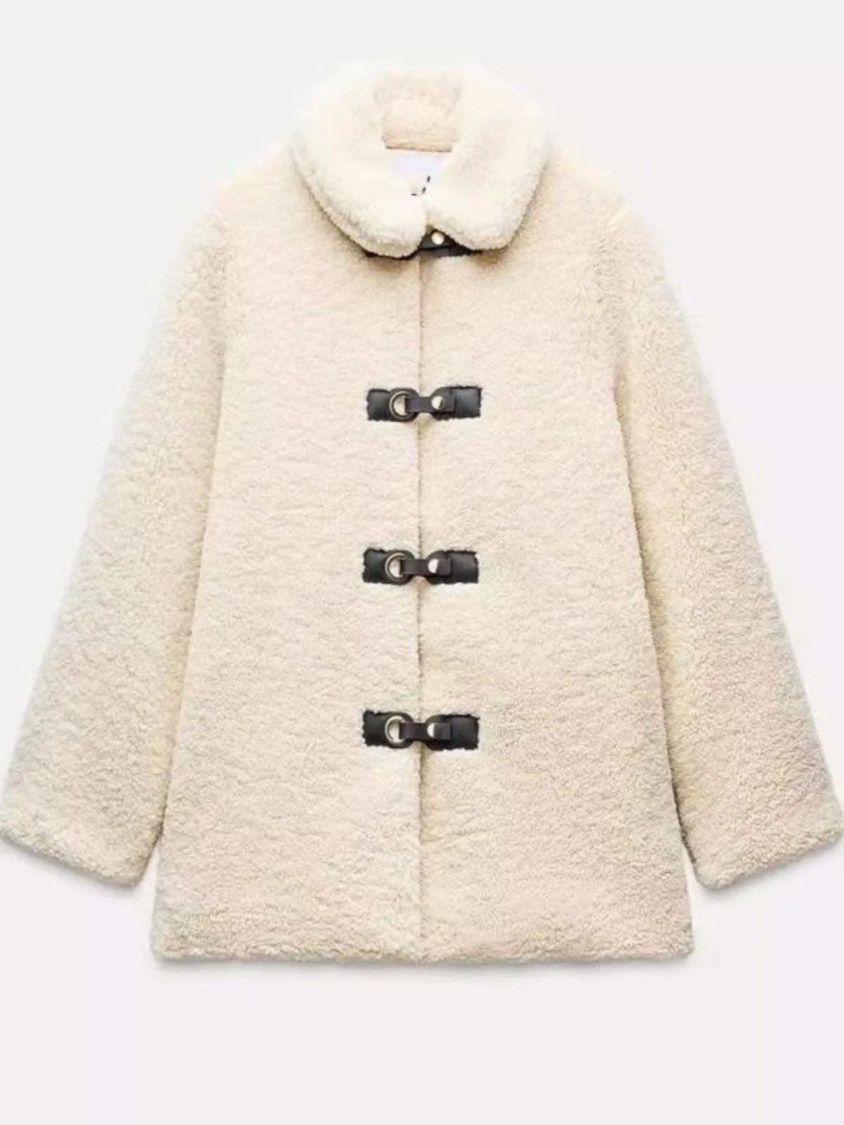 Herfst Winter Dames Lamsbont Gevoerde Fce Jas Lange Sve Turn-down Kraag Veelzijdige Bovenkleding Verdikte Polyestervezel