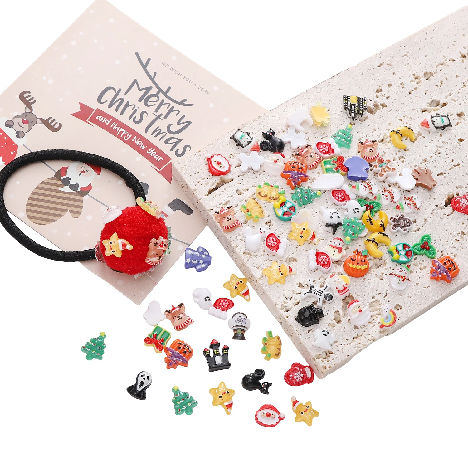 20/50pcs Cute Christmas Snowman Old Man Biscuit Man Christmas Tree Flat Back Resin Scrapbooking DIY Jewelry Decoration Accessori