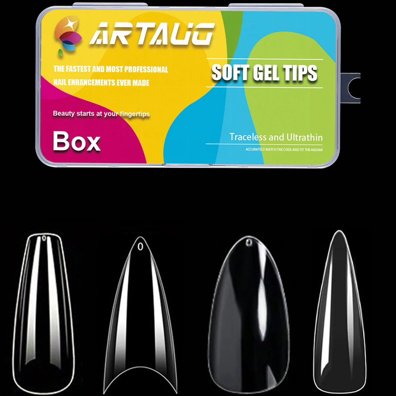 240개 짧은 아몬드/미디엄 발레리나/미디엄 스틸레토 가짜 손톱-풀 커버 가짜 손톱 세트-손가락을 길어 보이게 만듭니다.