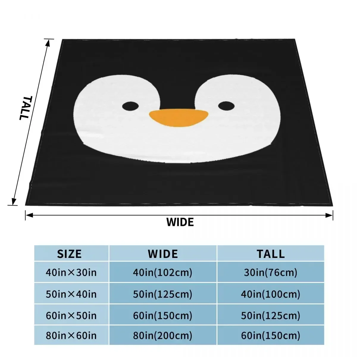 Cute Penguin Face Fuzzy Blanket Cartoon Animal Custom Throw Blankets for Home 150*125cm Rug Piece