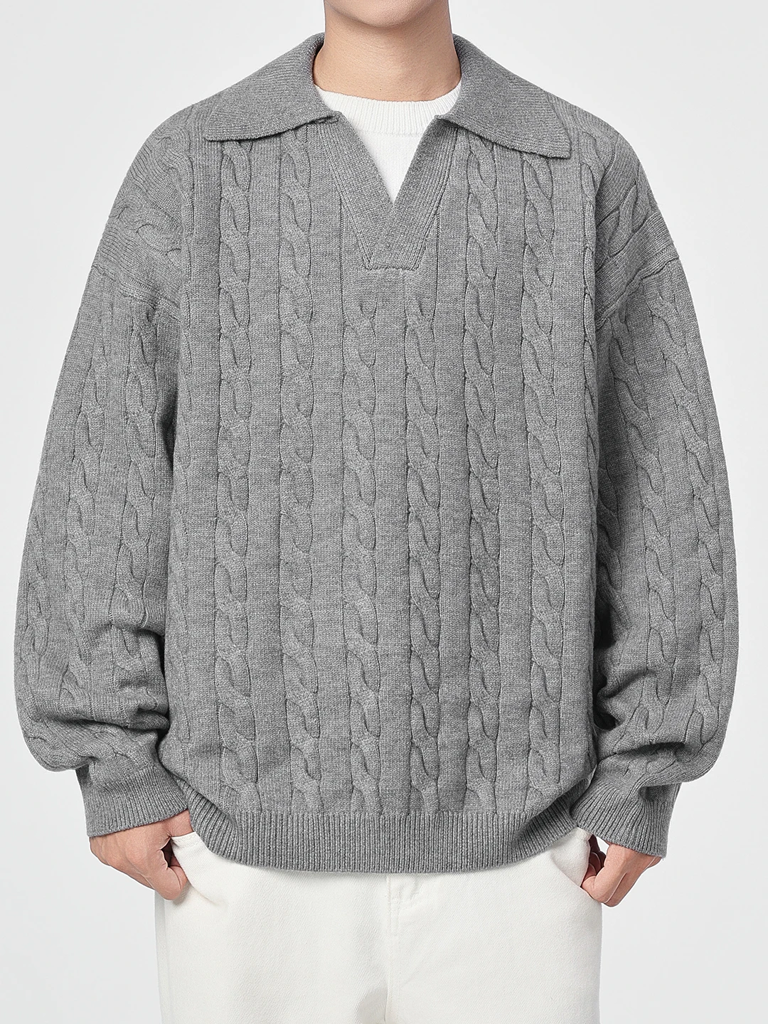 

Модный вязаный свитер с длинными рукавами и воротником для мужчин, осенняя новинка, повседневная одежда, удобный теплый топ для подростков